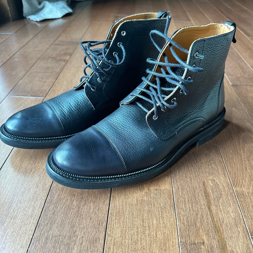 Taft Black Leather Boots Cap Toe Minimalist Design